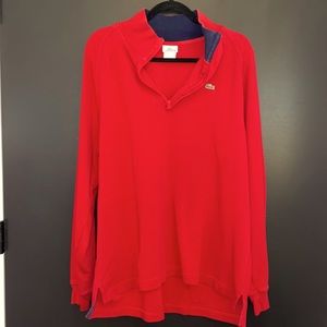 Lacoste mens 1/4 zip pullover, red, size 8